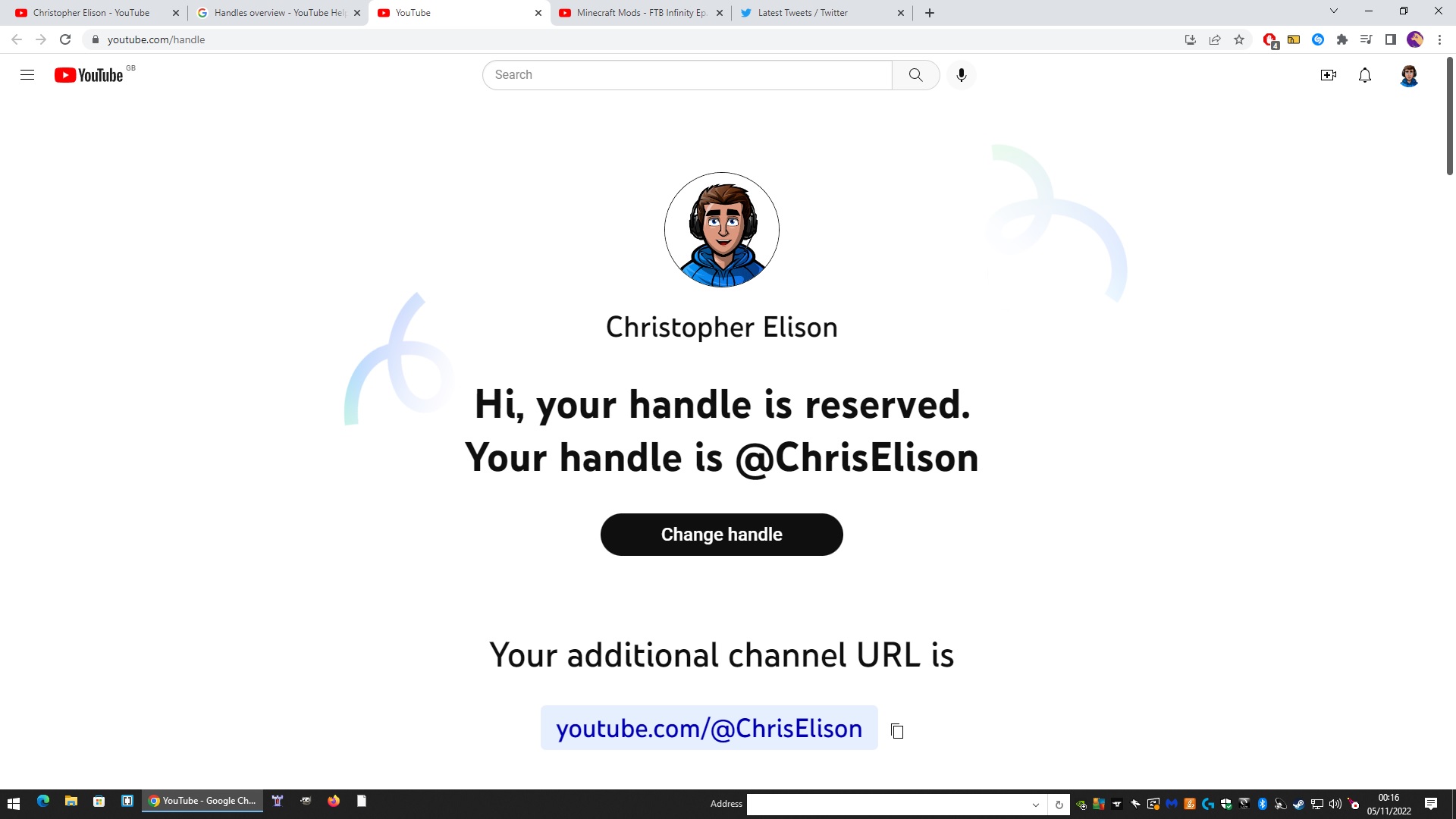 YouTube handle