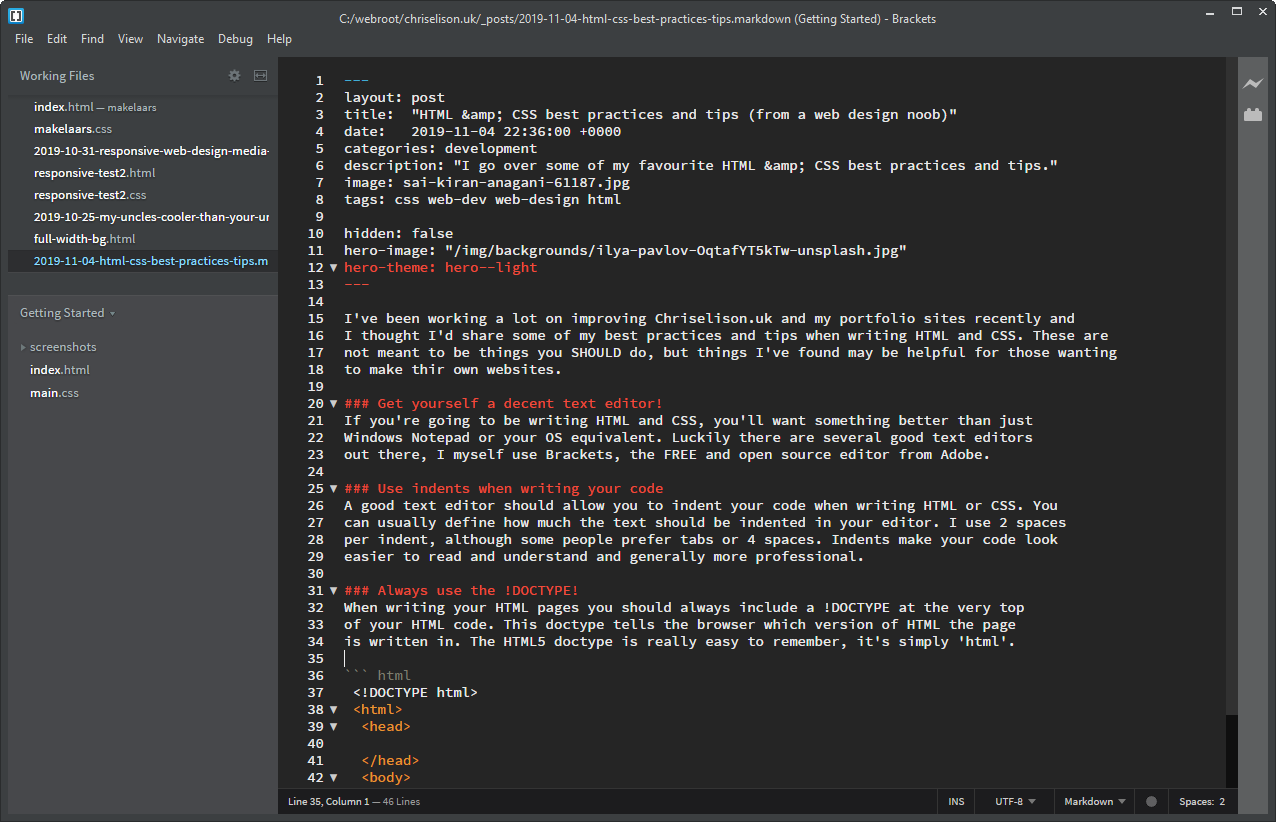 The Brackets text editor